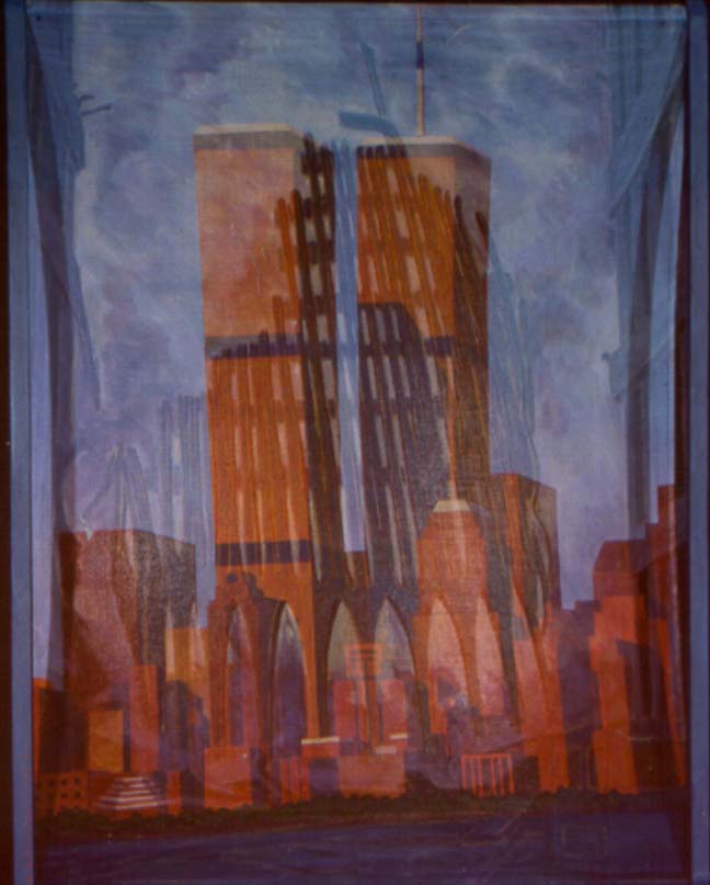 Description of the artwork: Background painting - New York Skyline including 